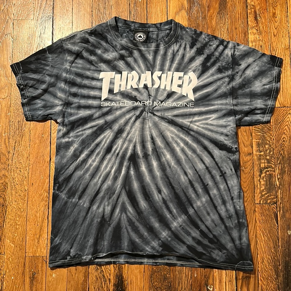 Thrasher Tie-Dye T-shirt - Large, Blue/White